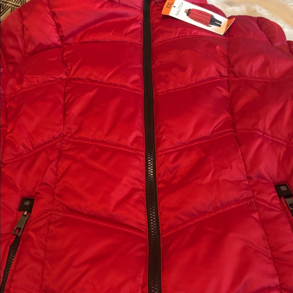 Nautica Vibrant Red Puffer Jacket